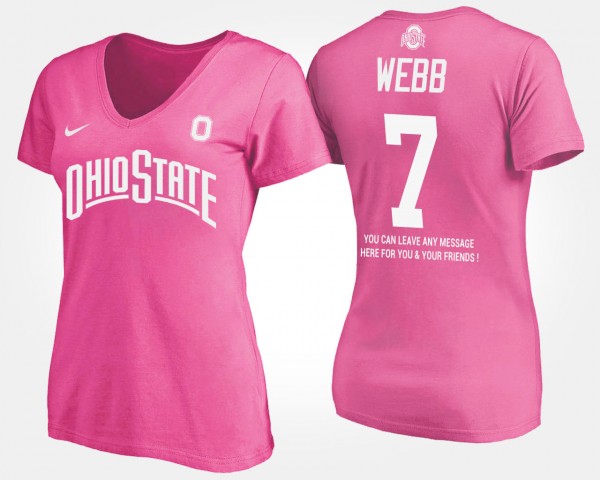 Ohio State Buckeyes Damon Webb Women's #7 Pink With Message College Football T-Shirt 2404HOHE5